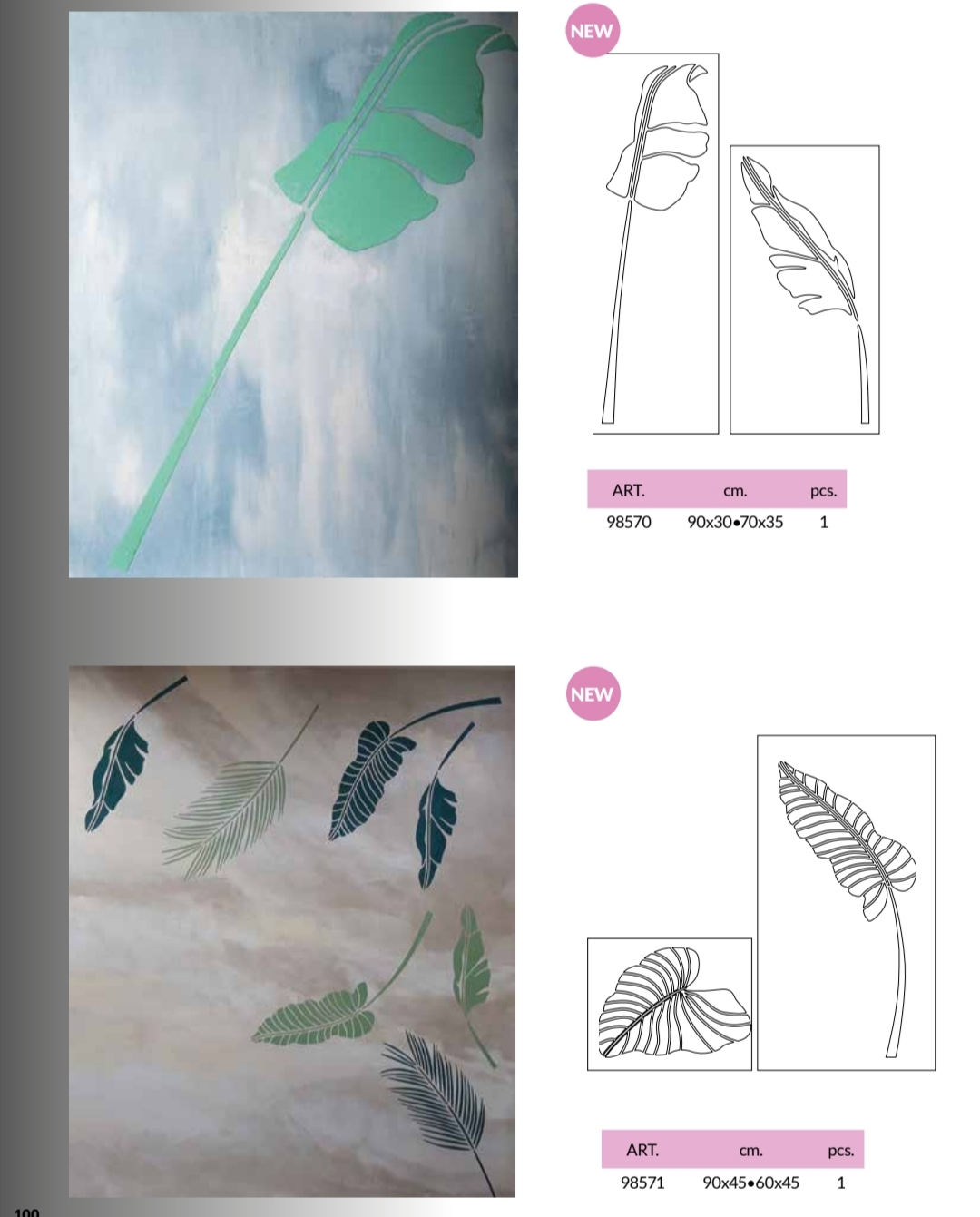 Pack de 2 stencils: hojas y palmas tropicales